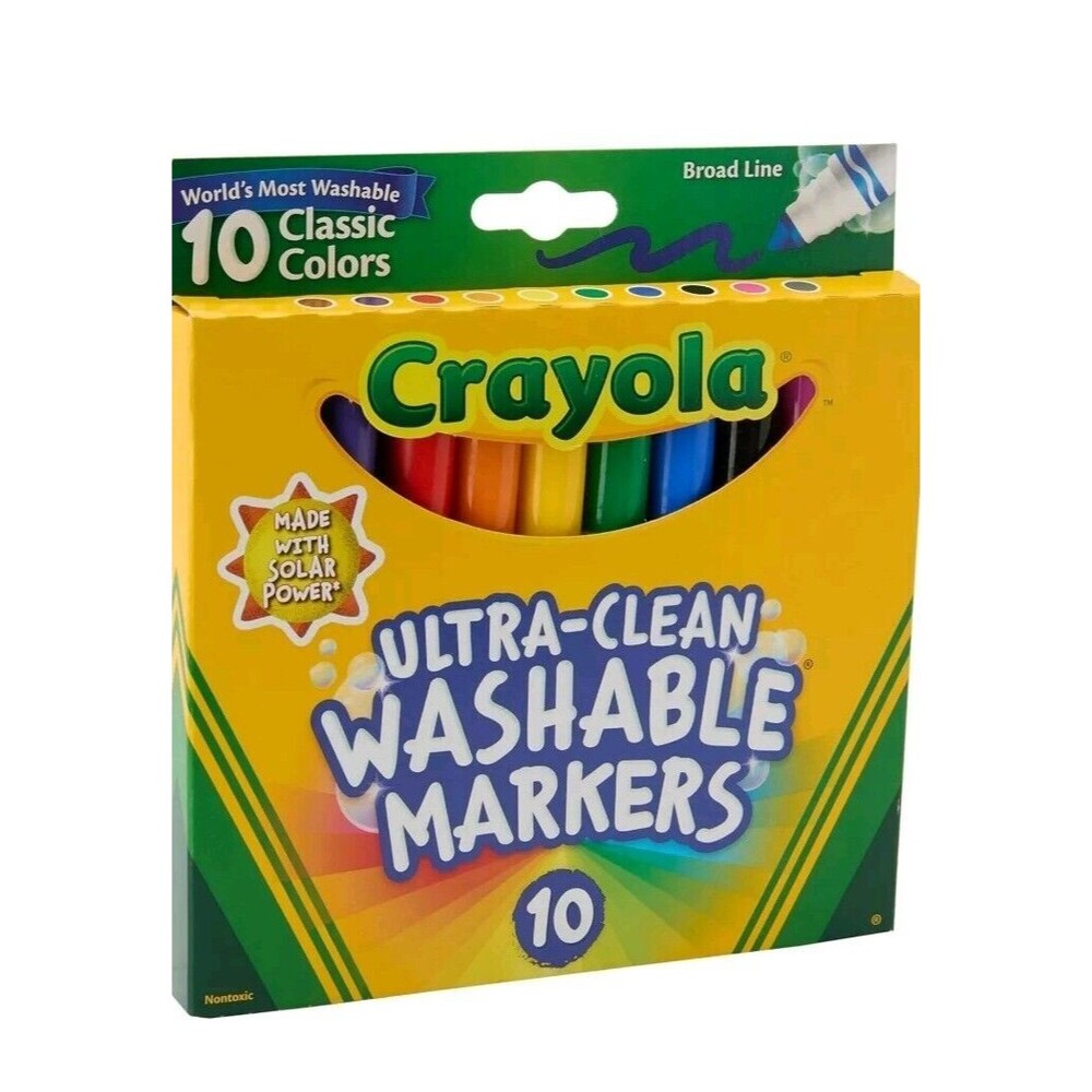 (10) Crayola Ultra Clean Washable Markers Broad Line 10 Each 100 Count LOT